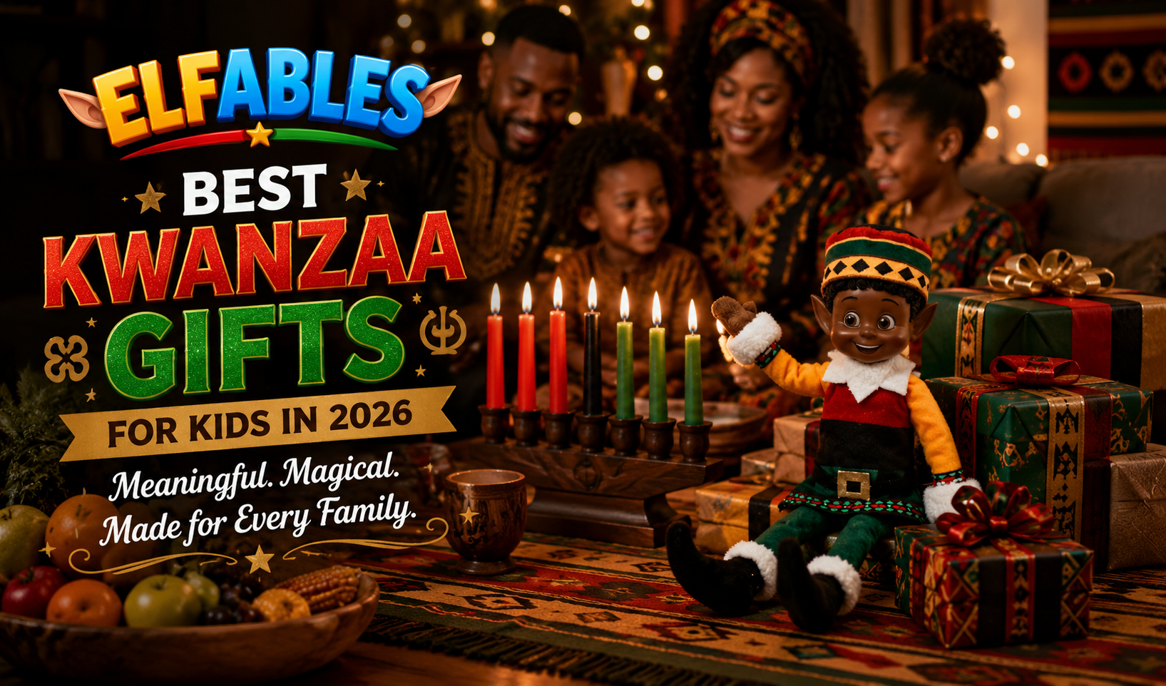 Best Kwanzaa gifts for kids 2026 — Kinny the Elfables Kwanzaa elf doll with seven nights of holiday mischief