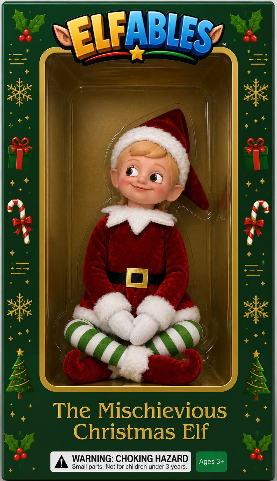 Holly Elfable gift box - Christmas elf doll packaging