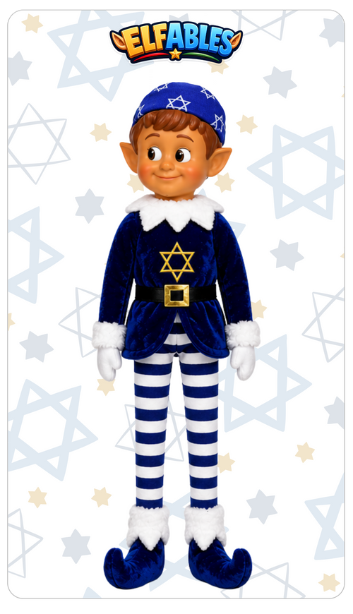 Geltie Hanukkah elf doll - Elfables poseable plush Hanukkah toy for kids ages 3+