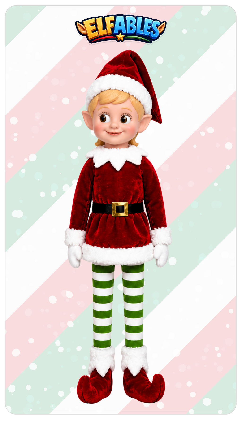 Holly Christmas elf doll - Elfables poseable plush elf toy for kids ages 3+