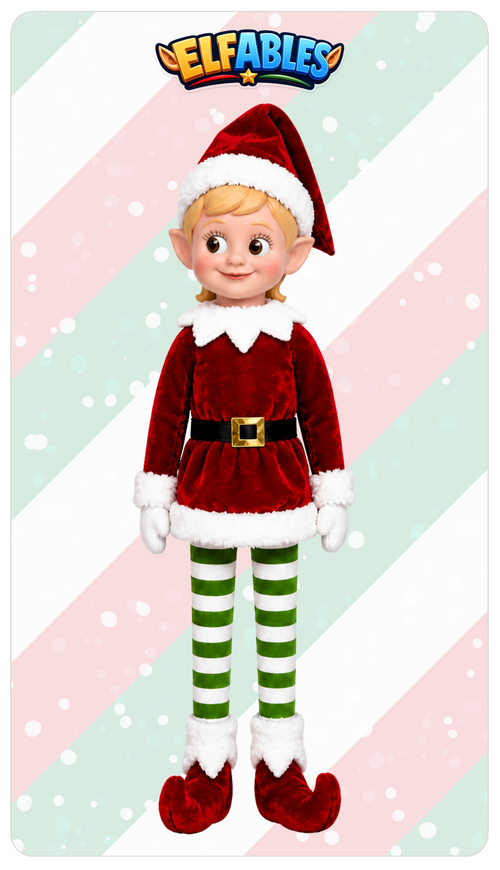Holly Christmas elf doll - Elfables poseable plush elf toy for kids ages 3+